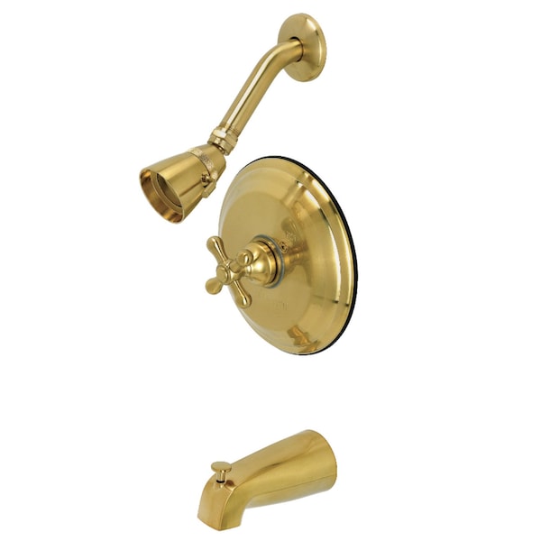 Tub and Shower Faucet, Brushed Brass, Wall Mount
